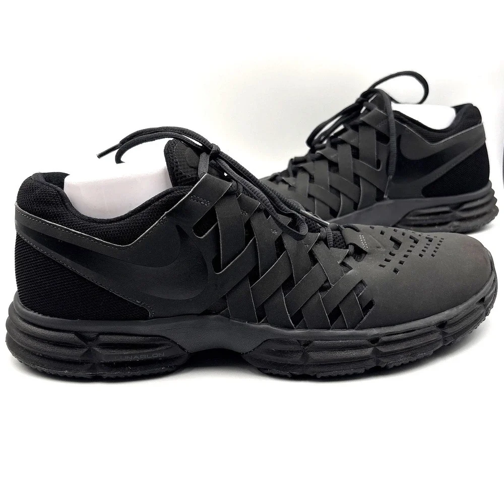 Nike Lunar Fingertrap TR Mens Size 12 Triple Black Training Shoes 898066-010
